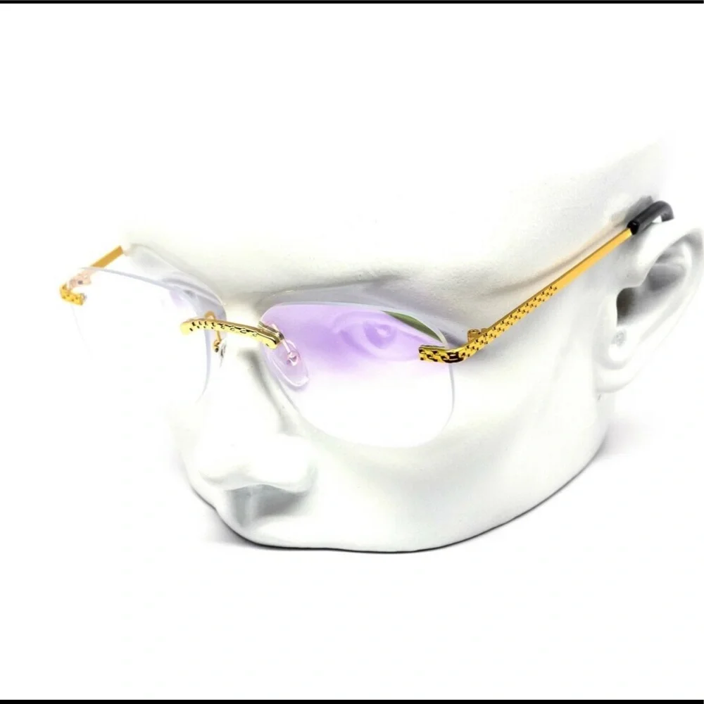 Men Women Sunglasses Gold Frame Designer Hip Hop Style Fashion Rimless Purple